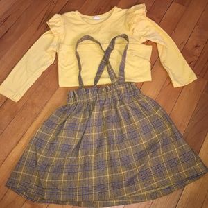 Plaid dress and long sleeve shirt little girl
